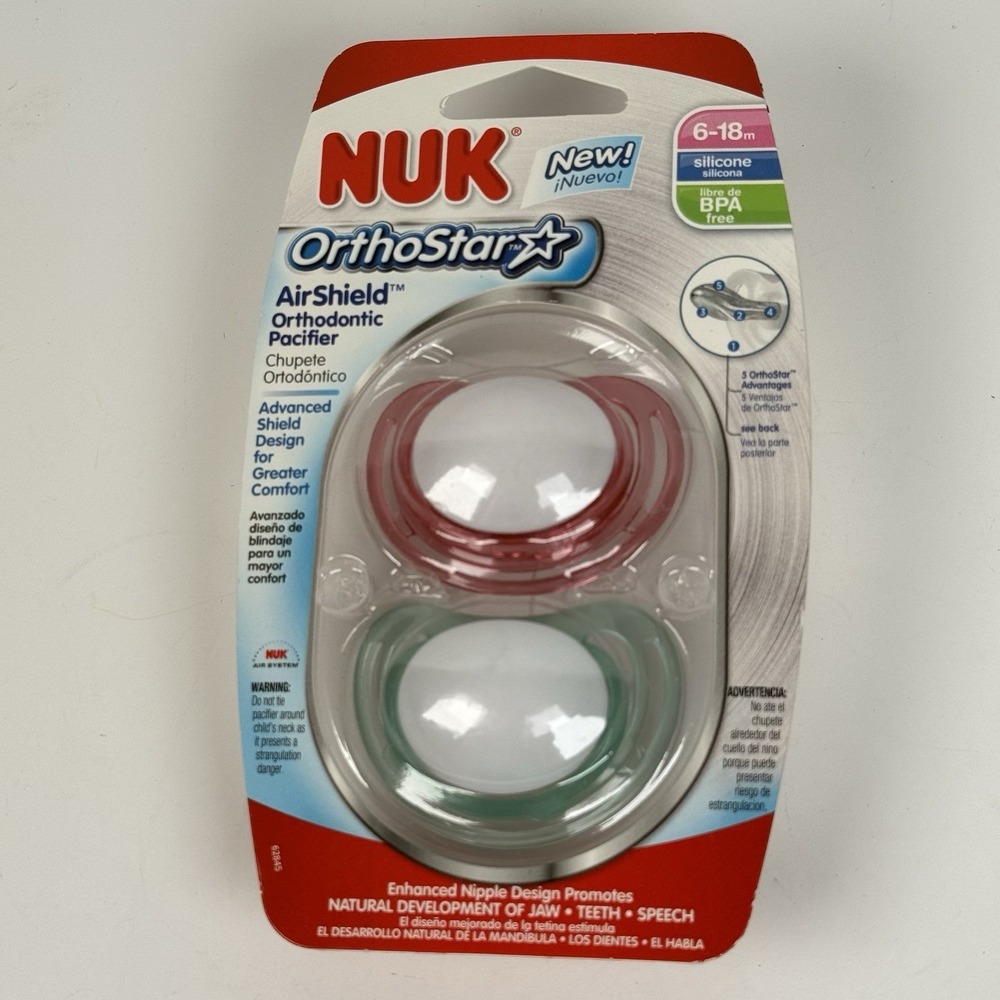 NUK 2 pack OrthoStar Orthodontic Pacifier BPA Free Silicone 6-18 months 2012